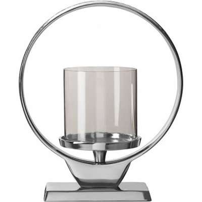 Circus Glass Small Candle Holder In Silver Aluminium Frame