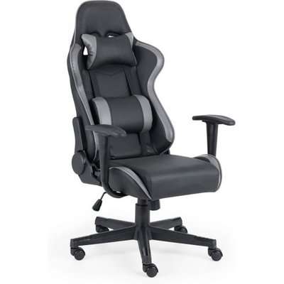 Clive Faux Leather Gaming Chair In Black And Grey