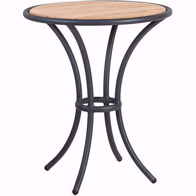 Crod Outdoor Roble Wooden Bistro Table With Grey Metal Frame