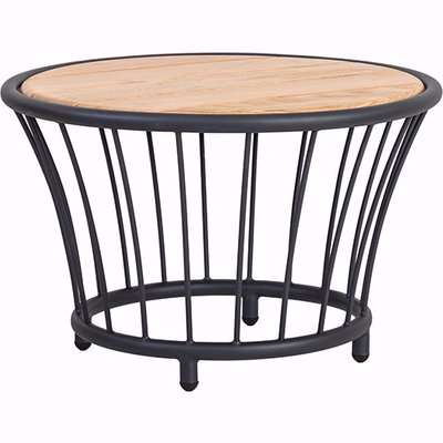 Crod Outdoor Roble Wooden Top Side Table With Grey Metal Frame