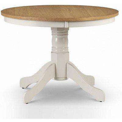 Dagan Round Dining Table In Ivory Laquered With Oak Top
