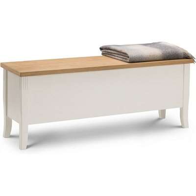 Cromley Storage Bench In Ivory Laquered With Oak Top