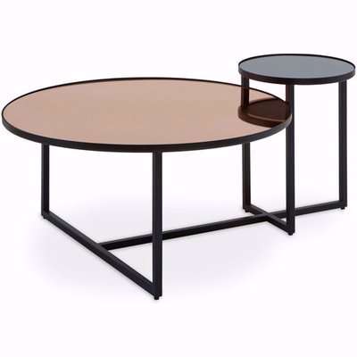 Cusco Smoked Mirror Glass Top Coffee Table With Black Frame
