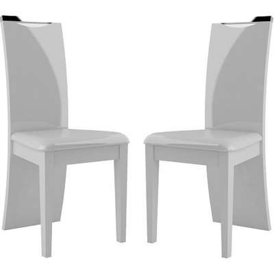 Dabria Dining Chairs In White With White PU Seat In A Pair