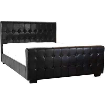 Dakar Faux Leather Buttoned Double Bed In Black