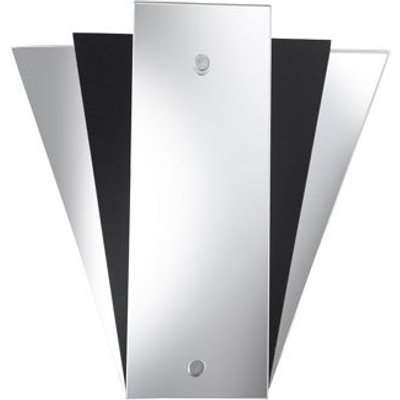 Deco Fan Style Mirror Wall Lamp With Black Glass Panel