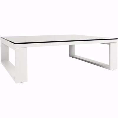 Derby Outdoor Rectangular Plain Glass Coffee Table In White