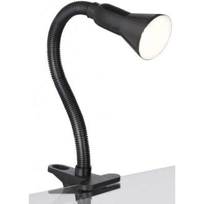 Desk Partner Single Light Black Desk Table Lamp With Flexi Clip