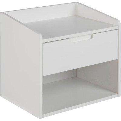 Dimeno Wooden Wall Hung 1 Drawer Bedside Cabinet In White