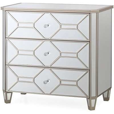 Dominga Mirrored Dressing Chest In Silver With Three Drawers