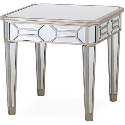 Dominga Mirrored Lamp Table In Silver Finish