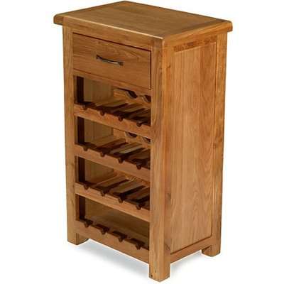Earls Wooden Small Wine Rack In Chunky Solid Oak With 1 Drawer