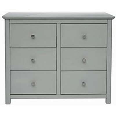 Elgin Glass Top Wide Chest Of Drawers In Grey With 6 Drawers