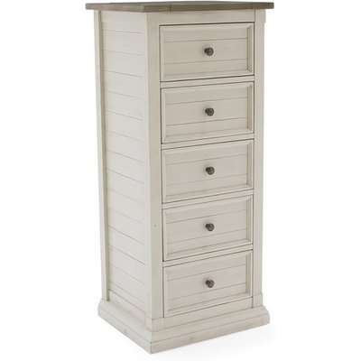 Emery Chest Of Drawers Narrow In Antique White With 5 Drawers