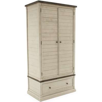 Emery Wooden Wardrobe In Antique White With 2 Doors