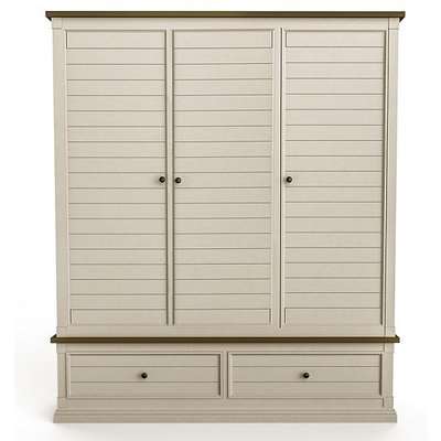 Emery Wooden Wardrobe Wide In Antique White With 3 Doors