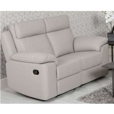 Enzo Faux Leather 2 Seater Recliner Sofa In Putty