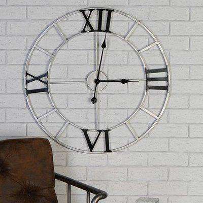 Factory Metal Wall Clock In Silver And Anthracite