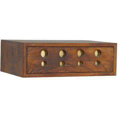 Famish Wooden Wall Hung Cut Out Bedside Cabinet In Chestnut