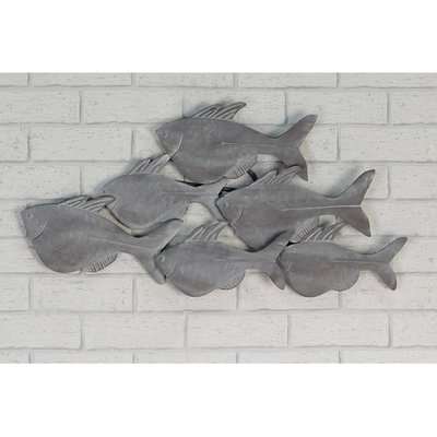 Fished Wall Art In Metal Grey Wiped