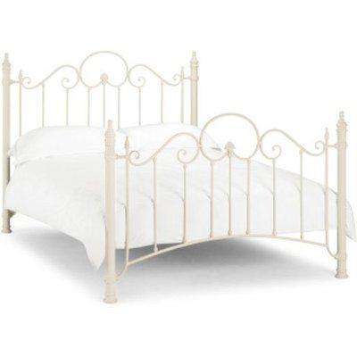 Floren Metal Double Bed In Stone White Finish