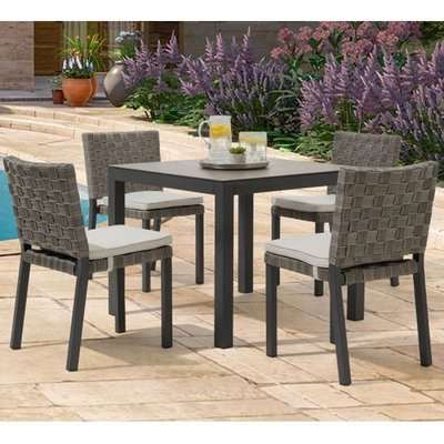 Gerbera Garden Dining Table In Dark Grey With 4 Carnation Chairs