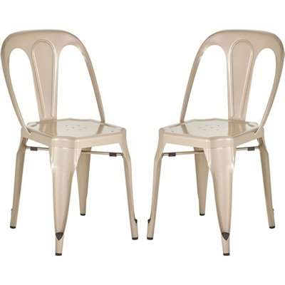 Dschubba Champagne Metal Dining Chairs In Pair