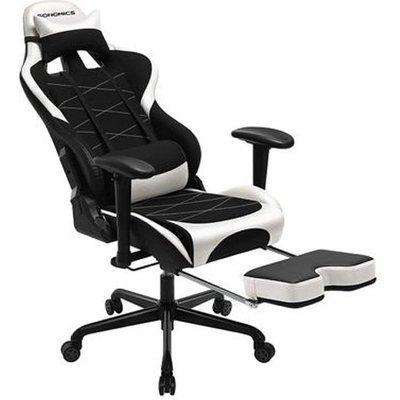 Grant Racing Gaming Chair With Footrest In Black And White
