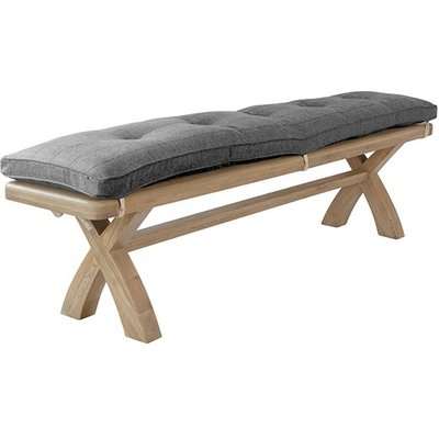 Hants Wooden Dining Bench In Smoked Oak With Grey Cushion