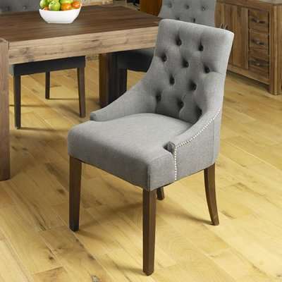 Harry Dining Chair In Slate With Walnut Legs In A Pair