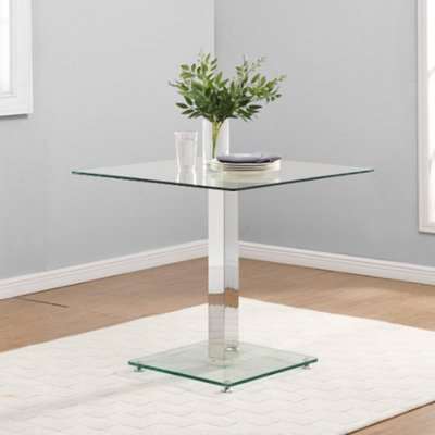Hartley Clear Glass Top Bistro Dining Table With Glass Base
