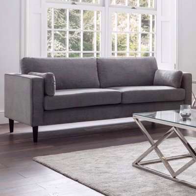 Hachi Chenille Fabric 3 Seater Sofa In Dark Grey