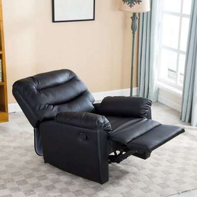 Henrick Modern Recliner Chair In Black Faux Leather