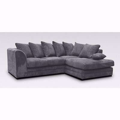 Hexham Jumbo Fabric Left Hand Corner Sofa In Grey
