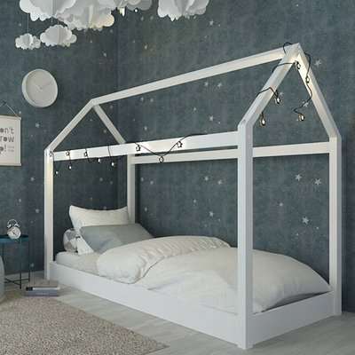 Huyton Wooden Single House Bed In White