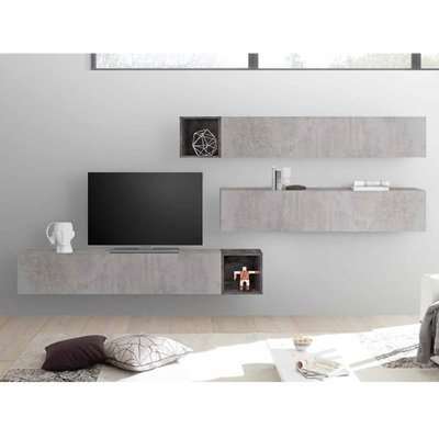 Infra Wooden Entertainment Unit In Cement Effect And Oxide