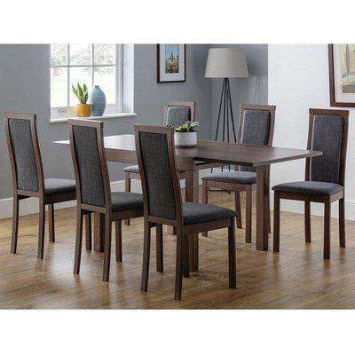 Jordie Extending Wooden Dining Table In Walnut With 6 Chairs