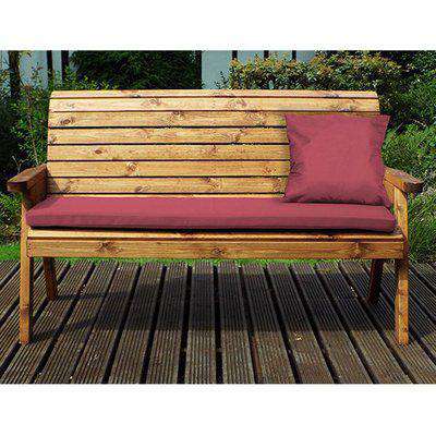 Jestra Traditional 3 Seater Bench With Burgundy Cushion
