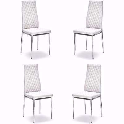 Kacia Set of 4 Faux Leather Dining Chairs In White