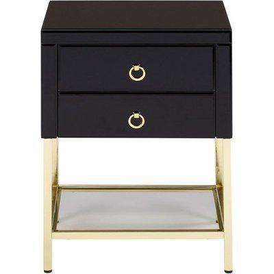 Furud Townhouse Bedside Cabinet In Black With 2 Drawers