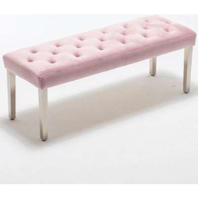 Kepro Velvet Upholstered Dining Bench In Pink