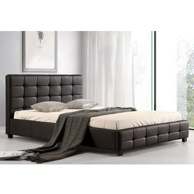Lattice Faux Leather Double Bed In Black