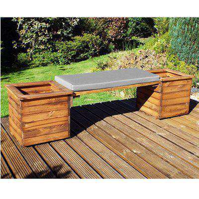 Leety 2 Square Planter Bench With Grey Cushion