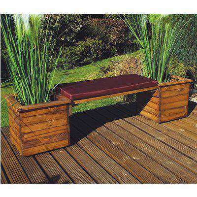 Leety 2 Square Planter Bench With Burgundy Cushion