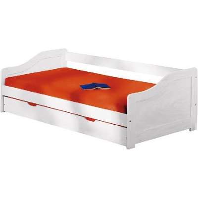 Leonie Large Day Bed With Pull Out UnderBed In Solid Wood White