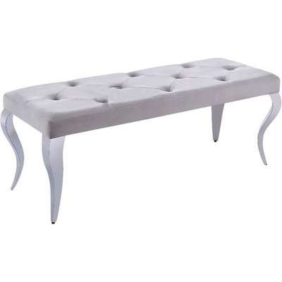 Liyam Large Velvet Upholstered Dining Bench In Cream