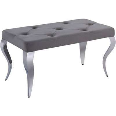 Liyam Small Velvet Upholstered Dining Bench In Grey