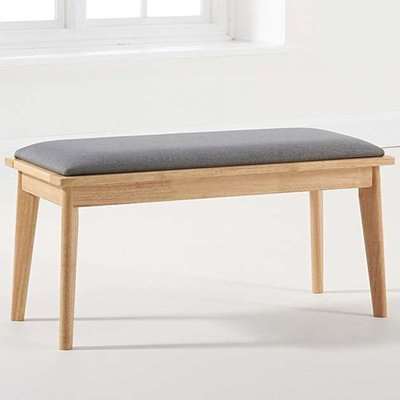Mahsati Wooden Dining Bench In Oak And Grey With Cushion Seat