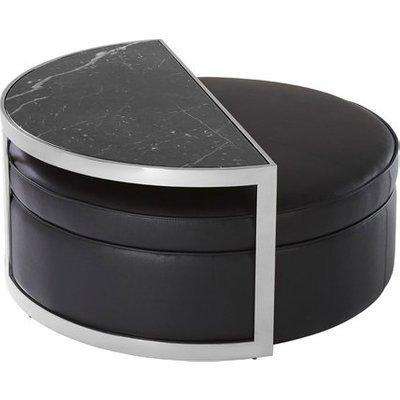 Markeb Black Marble Top Coffee Table With Faux Leather Stool