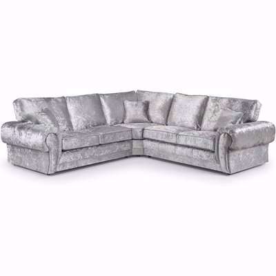 Martock Crushed Velvet Large Corner Sofa In Silver